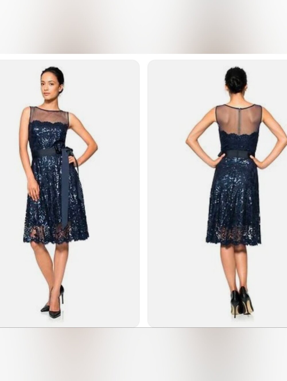 Tadashi Shoji Illusion Yoke Embroidered Sequin Lace Cocktail Dress
